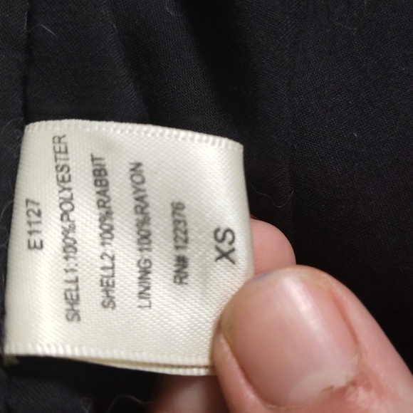 Boundary & Co black dress with rabbit fur size extra small with pockets no belt - Picture 6 of 9